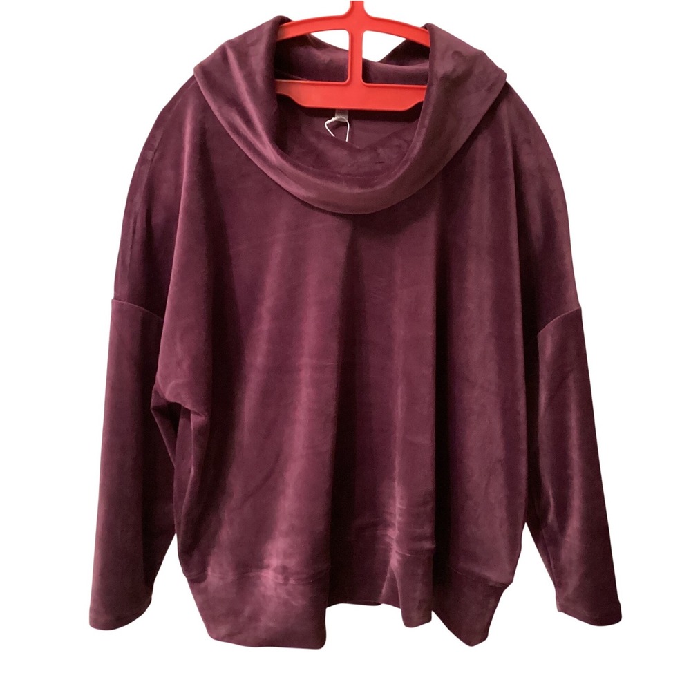 Cable & Gauge Studio Velour Cowl Neck Top Italian Plum Purple 1X CZTP06643W NEW